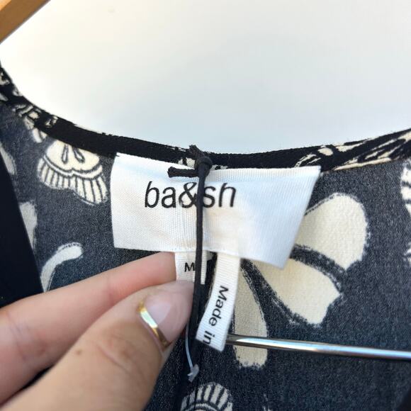 New BA&SH Aude Dress Black White BASH Medium Maxi Long Sundress Viscose Medium - Picture 4 of 9